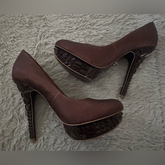 RACHEL Rachel Roy Burgundy Prism Design Platform Heels NWOT or BOX | Size: 7 - Picture 10 of 16